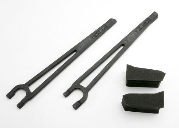 Traxxas 3927 - Hold downs battery left & right (2)/ foam spacers (2) (fits standard battery packs)