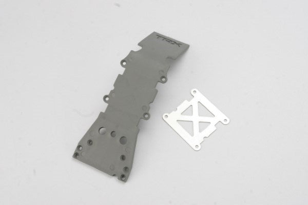 Traxxas 4937A - Skidplate front plastic (gray)/ stainless steel plate