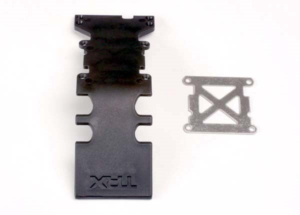 Traxxas 4938 - Skidplate Rear Plastic (Black)/ Stainless Steel Plate