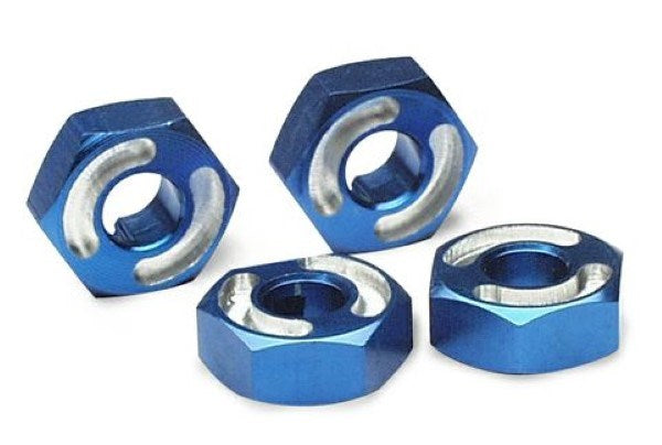 Traxxas 4954X - Wheel hubs hex 6061-T6 aluminum (blue) (4)/ axle pins (2.5x10mm) (4)