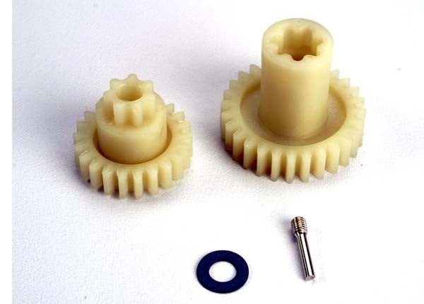 Traxxas 4995 - Primary gears: forward (28-T)/ reverse (22-T)/ set screw yoke pin M3/12 (1)/ 5x10x0.5mm Teflon washer (1)