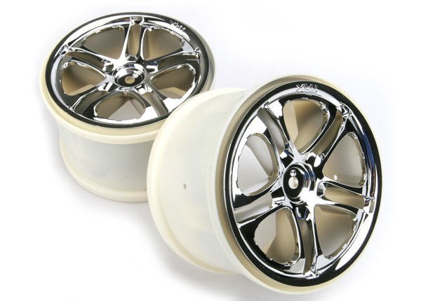 Traxxas 5172X - Wheels SS (Split-Spoke) 3.8" (chrome) (2) (fits Revo /T-Maxx /E-Maxx with 6mm axle and 14mm hex)