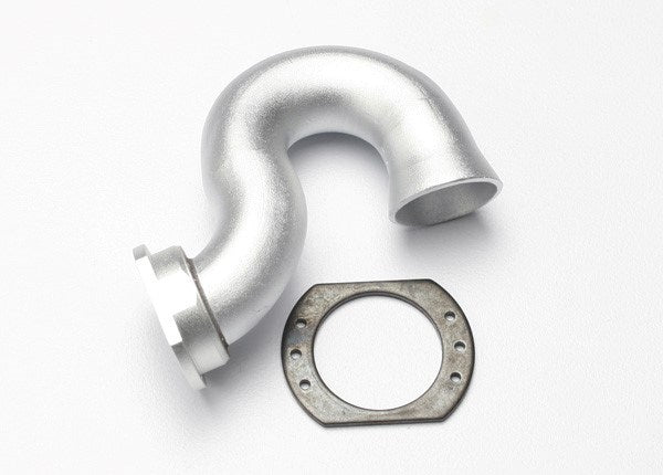 Traxxas 5340X - Header exhaust (tubular aluminum silver-anodized)/ spring mount (TRX 2.5 2.5R 3.3)