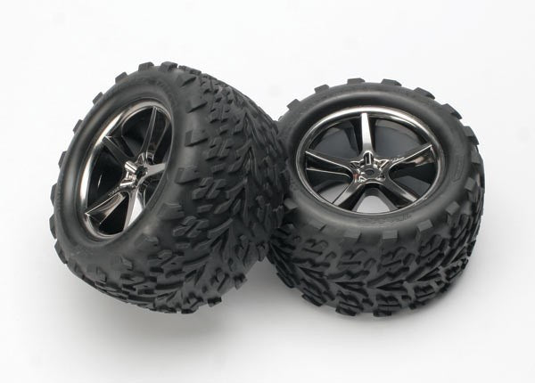 Traxxas 5374A - Tires & Wheels Assembled Glued (Gemini Black Chrome W