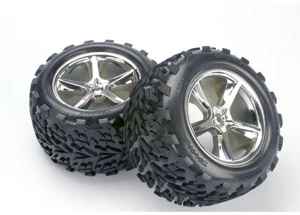 Traxxas 5374 - Tires & Wheels Assembled Glued (Gemini Chrome Wheels