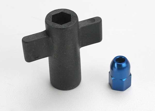 Traxxas 5526 - Antenna crimp nut aluminum (blue-anodized)/ antenna nut tool