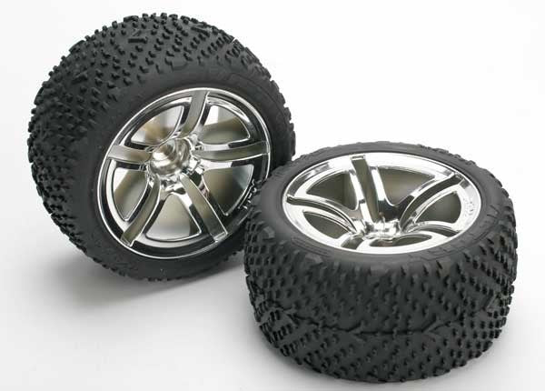 Traxxas 5573 - Tires & wheels assembled glued (Twin-Spoke wheels Victory tires foam inserts) (nitro rear) (2)