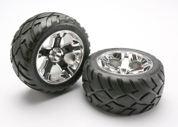 Traxxas 5576R - Tires & Wheels Assembled Glued (All-Star Chrome Wheel