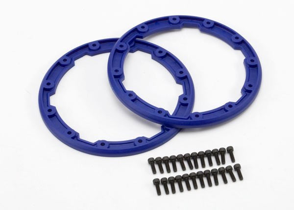 Traxxas 5666 - Sidewall protector beadlock-style (blue) (2)/ 2.5x8mm CS (24)