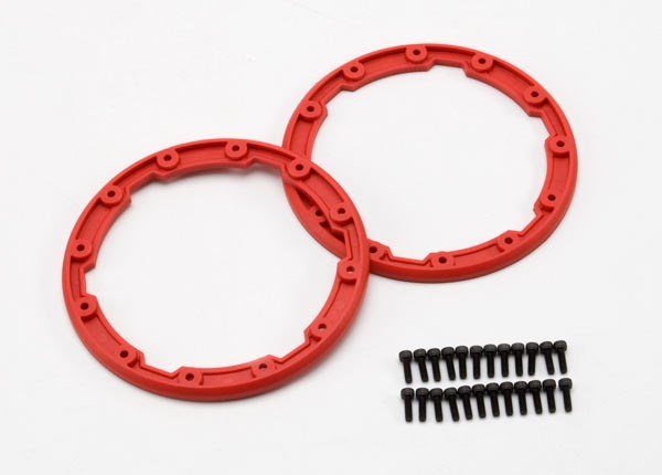 Traxxas 5667 - Sidewall protector beadlock style (red) (2)/ 2.5x8mm CS (24) (for use with Geode wheels)