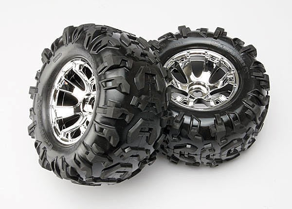 Traxxas 5673 - Tires & Wheels Assembled Glued (Geode Chrome Wheels