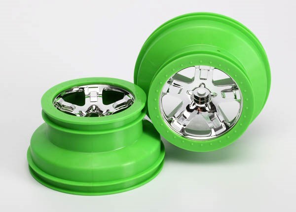 Traxxas 5866 - Wheels Sct Chrome Green Beadlock Style Dual Profile (2.2" outer 3.0" inner) (2) (2WD front only)