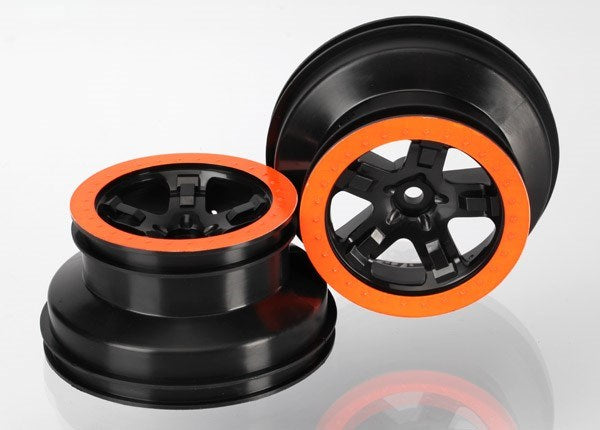 Traxxas 5870X - Wheels SCT Black Orange Beadlock Style Dual Profile (2.2" outer 3.0" inner) (2WD front) (2)