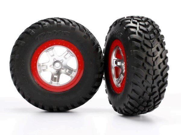 Traxxas 5873R - Tires & wheels assembled glued SCT satin red beadlock wheels (2) (2WD r 4WD f/r)