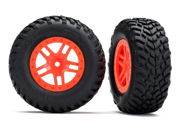 Traxxas 5892 SCT Split-Spoke orange wheels SCT off-road racing tires foam inserts) (2)