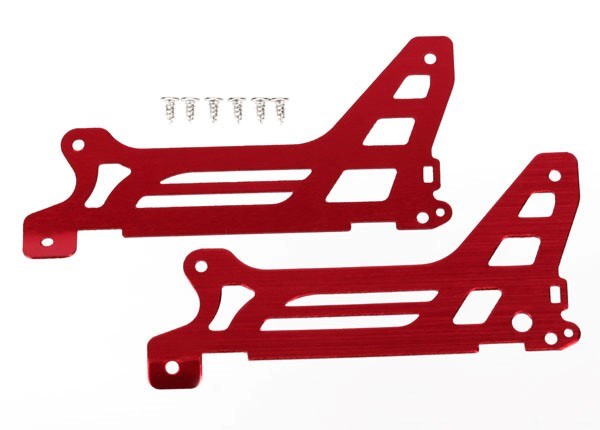 Traxxas 6327 - Main frame side plate outer (2) (red-anodized) (aluminum)/ screws (6)