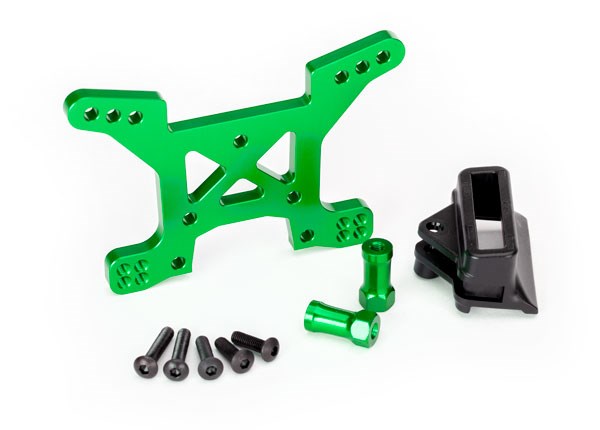 Traxxas 6739G Shock tower front 7075-T6 aluminum (green-anodized) (1)/ body mount bracket (1)