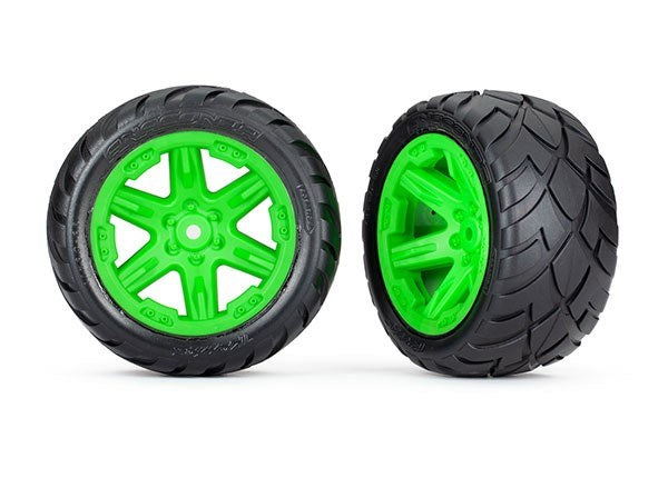 Traxxas 6768G Tires & wheels assembled glued 2.8" Anaconda Tires Green