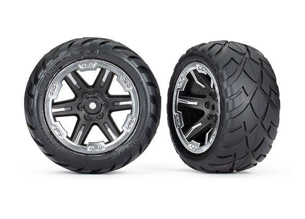 Traxxas 6768X - Tires & wheels assembled glued (2.8") (RXT black & chrome wheels (2WD r) (2)