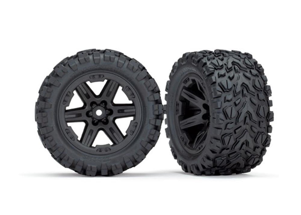 Traxxas 6774 - 2.8 RXT black wheels Talon Extreme tires(2)