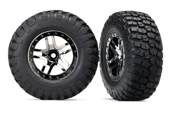 Traxxas 6873T SCT Split-Spoke black chrome beadlock style wheels BFGoodrich Mud-Terrain