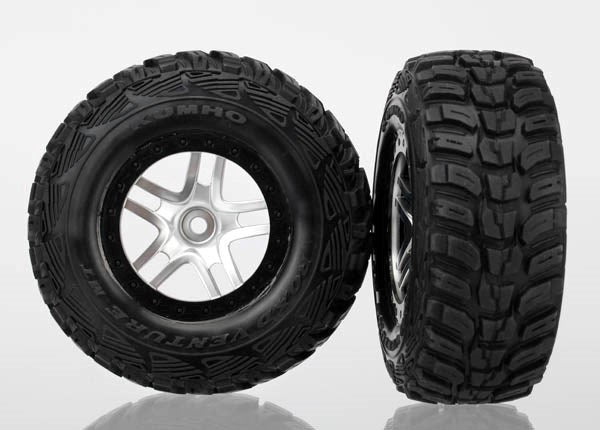 Traxxas 6874R - Tires & wheels assembled glued SCT chrome black beadlock (2) (4WD f/r 2WD rear)