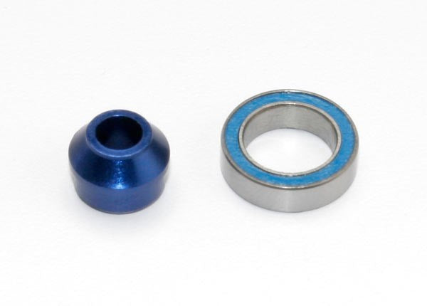 Traxxas 6893X - Bearing adapter 6160-T6 aluminum (blue-anodized) (1)/10x15x4mm ball bearing (blue rubber sealed) (1) (for slipper shaft)