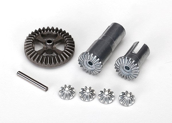 Traxxas 7579X - Gear set differential metal (output gears (2)/ spider gears (4)/ ring gear 35T (1)/ 2x14.8mm pin (1))