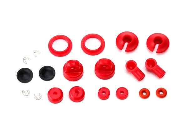 Traxxas 7662 - Rebuild kit oil-filled shocks (o-ring bladder piston shaft guide E-clips shock cap shock rod end) renews 2 shocks