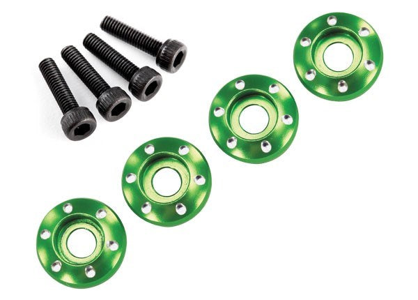 Traxxas 7668G - Wheel Nut Washer Machined Aluminum Green / 3X12Mm Cs (4)