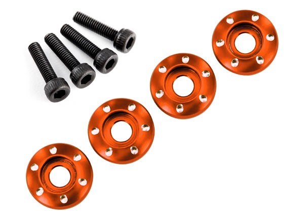 Traxxas 7668X - Wheel Nut Washer Machined Aluminum Orange / 3x12mm CS (4)