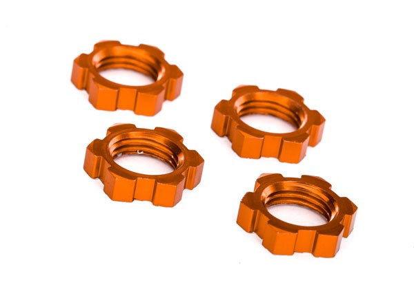TRAXXAS 7758T Wheel nuts splined 17mm serrated (orange-anodized) (4)