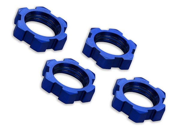 Traxxas 7758 - Wheel Nuts Splined 17Mm Serrated (Blue-Anodized) (4)