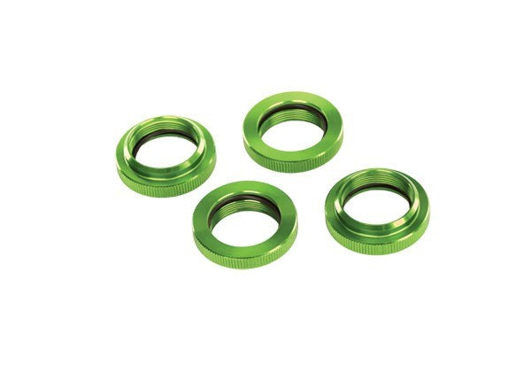 Traxxas 7767G - Spring retainer (adjuster) green-anodized aluminum GTX shocks (4) (assembled with o-ring)