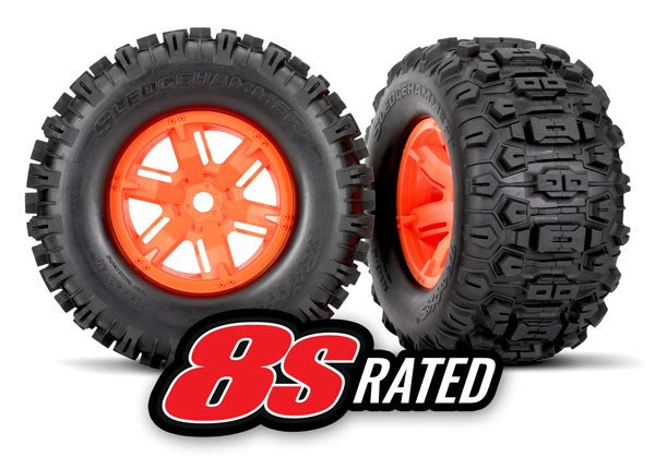 Traxxas 7774T Tires & wheels assembled X-Maxx orange wheels