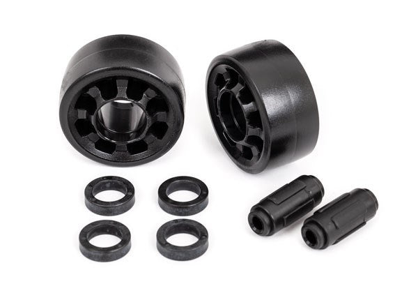 Traxxas 7775 - Wheels wheelie bar (2)/ axles wheelie bar (2)/ 10x15x4 plastic bushings (4) (for #7776 or 8976 wheelie bar)