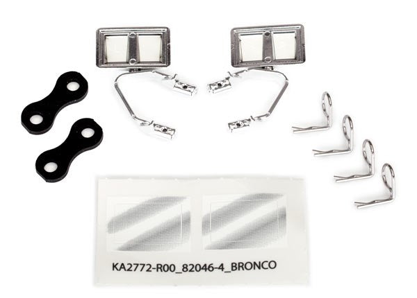 Traxxas 8073X Mirrors side chrome (left & right)/ retainers (2)/ body clips (4) (fits #8010 body)