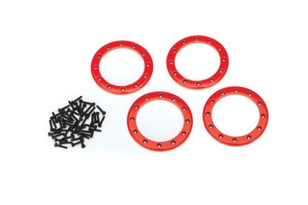 Traxxas 8168R - Beadlock Rings Red (2.2') (Aluminum) (4)/ 2X10 Cs (48)