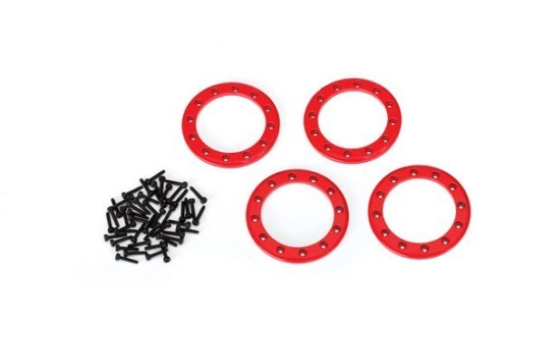 Traxxas 8169R - Beadlock Rings Red (1.9') (Aluminum) (4)/ 2X10 Cs (48)