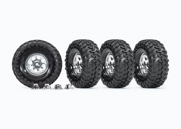 Traxxas 8183X Tires and wheels assembled glued (1.9' classic chrome wheels Canyon Trail) (4)