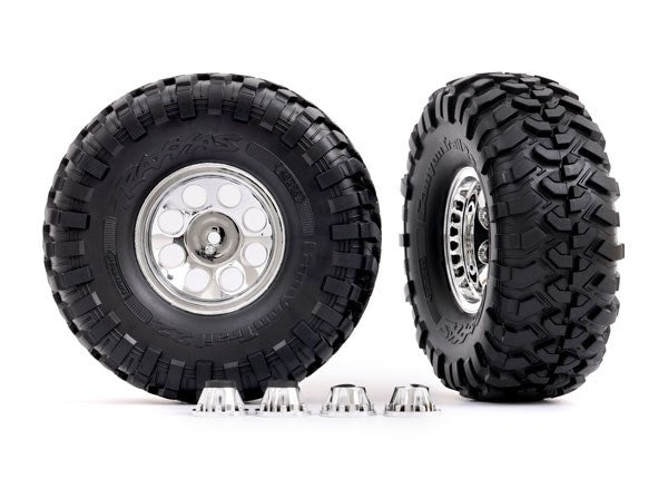 Traxxas 8184 Tires and wheels assembled glued (2.2' classic chrome wheels Canyon Trail) (2)