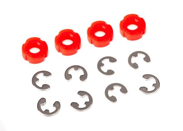 Traxxas 8261 - Piston damper (red) (4)/ e-clips (8)