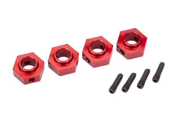 Traxxas 8269R Wheel hubs 12mm hex 6061-T6 aluminum (red-anodized) (4)/ screw pin (4)