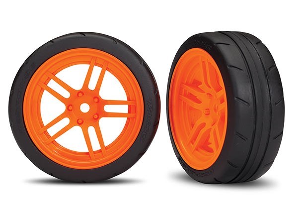 Traxxas 8373A - Split-Spoke Orange Wheels 1.9' Response Tires (Front) (2)