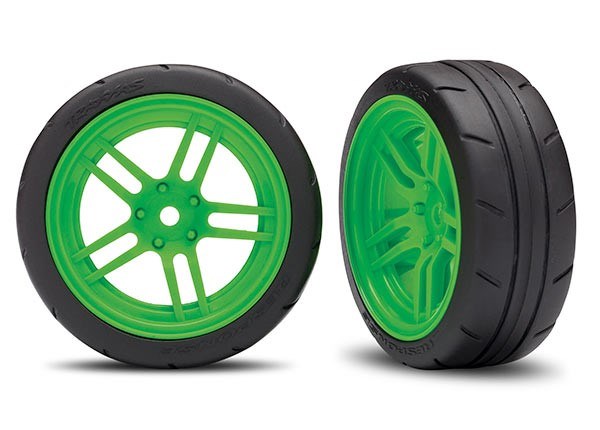 Traxxas 8373G - Split-Spoke Green Wheels 1.9' Response Tires (2)