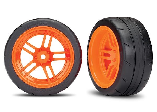 Traxxas 8374A - Split-Spoke Orange Wheels 1.9' Response Tires (Extra Wide Rear) (2)