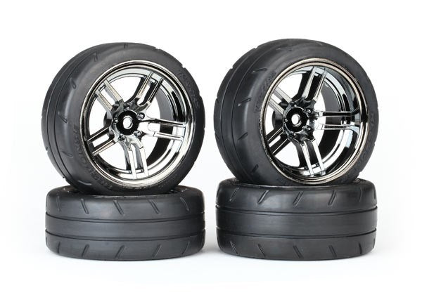 Traxxas 8375 - Split-Spoke Black Chrome Wheels1.9' Response Tires Foam Inserts Vxl Rated