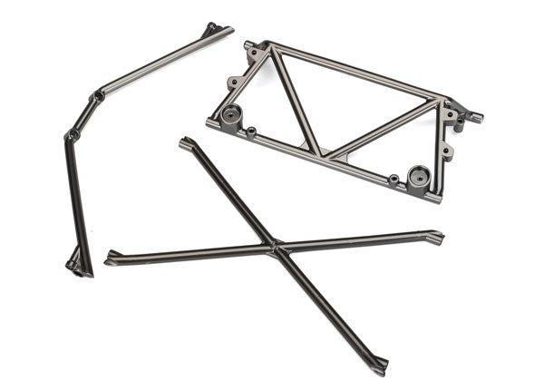 Traxxas 8433X Tube chassis center support/ cage top/ rear cage support (satin black chrome-plated)