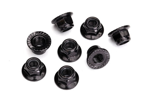 Traxxas 8447 - Nuts 5mm flanged nylon locking (steel black serrated) (8)