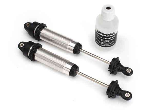 Traxxas 8460 - Shocks Gtr 139Mm Silver Aluminum (Fully Assembled W/O Springs) (Rear Threaded) (2)